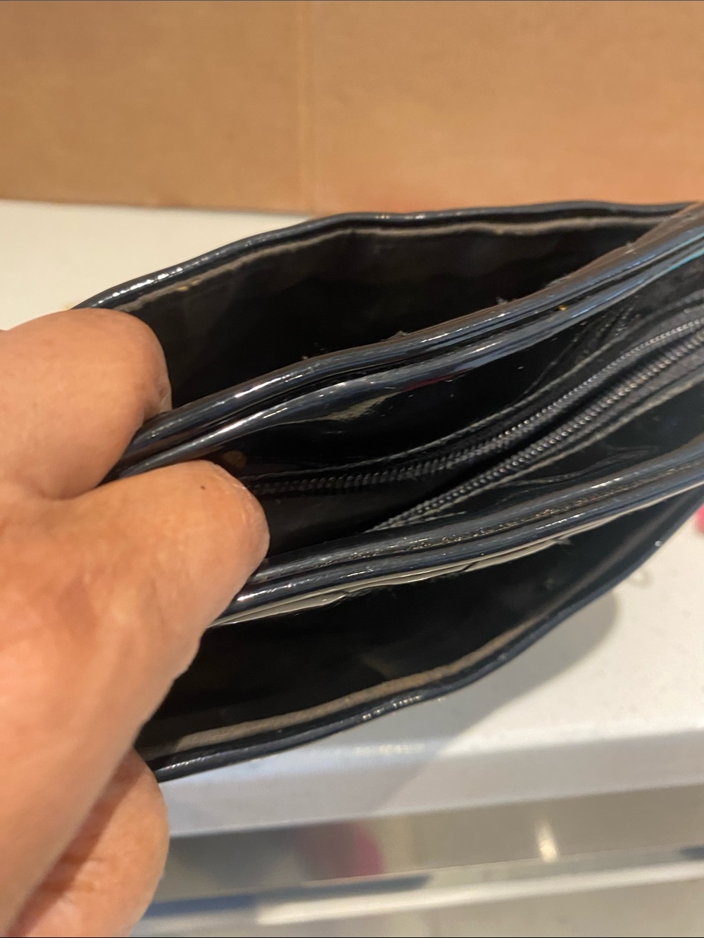 Sleek Black faux glossy bag - Picture 9 of 13